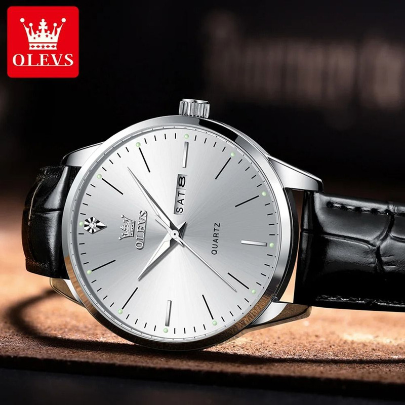 Dual Calendar Quartz Dress Watch For Men With Luminous Display 1