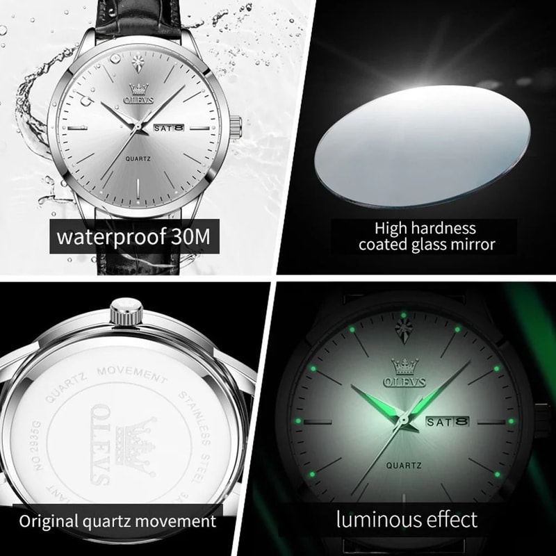 Dual Calendar Quartz Dress Watch For Men With Luminous Display 4