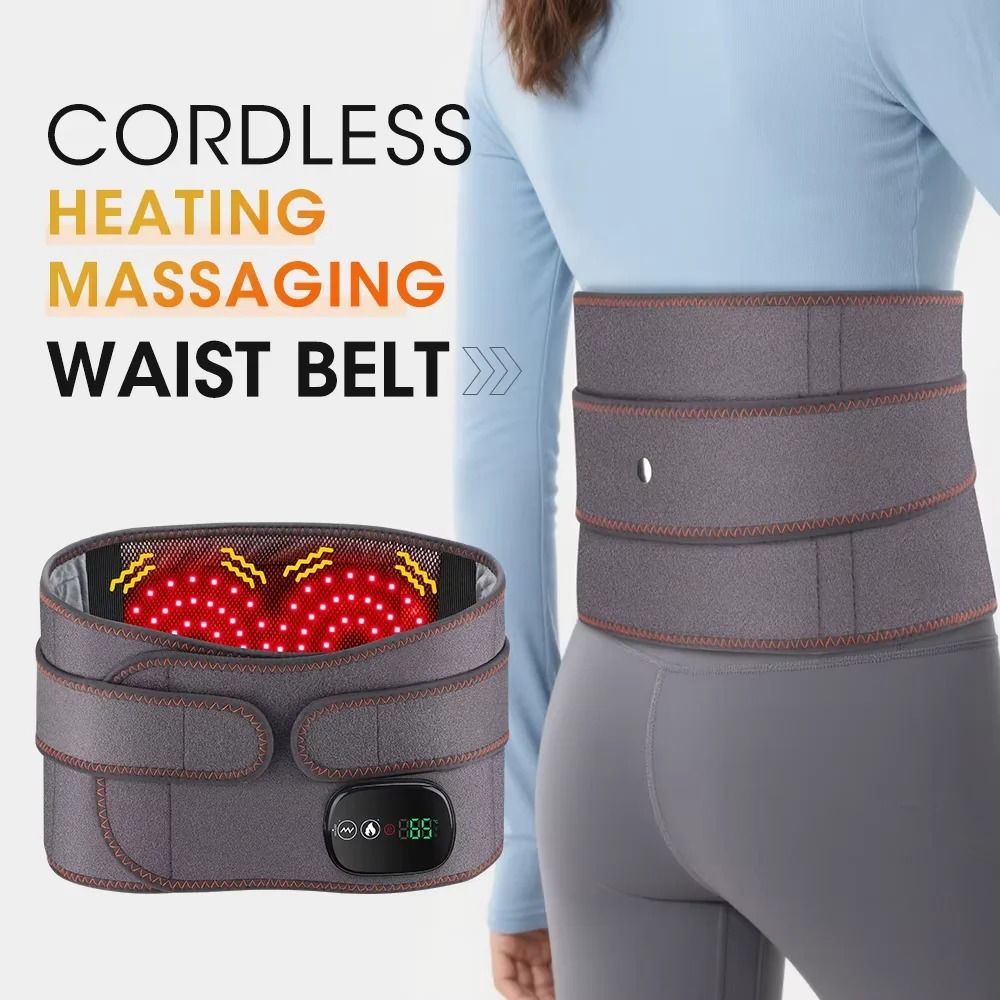 Cordless Heated Waist Belt Massager For Lumbar Decompression And Muscle Relief 0