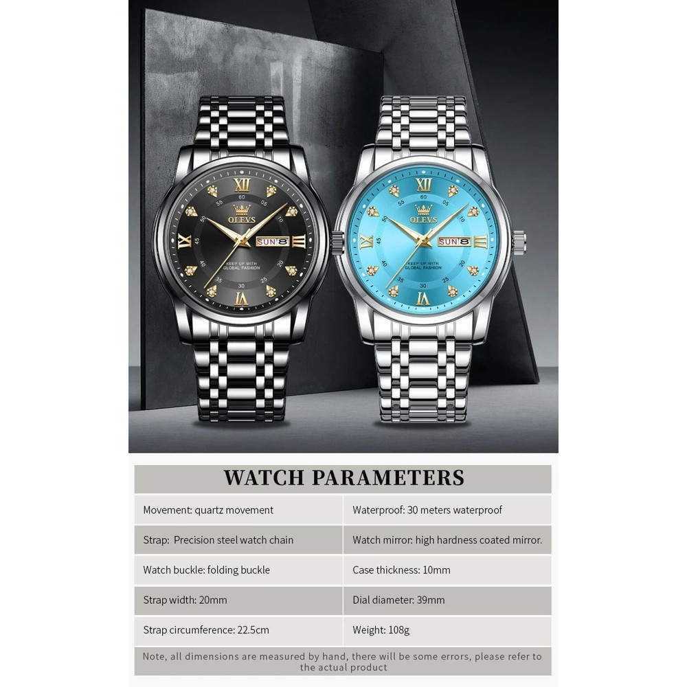 Diamond Accent Quartz Watch With Dual Calendar And Roman Dial 4