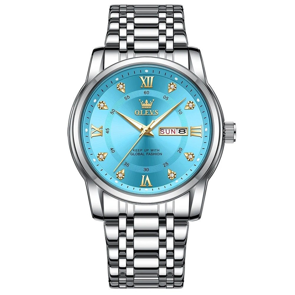 Diamond Accent Quartz Watch With Dual Calendar And Roman Dial 5