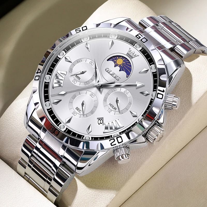 Mens Moon Phase Skeleton Watch With Luminous Hands 3