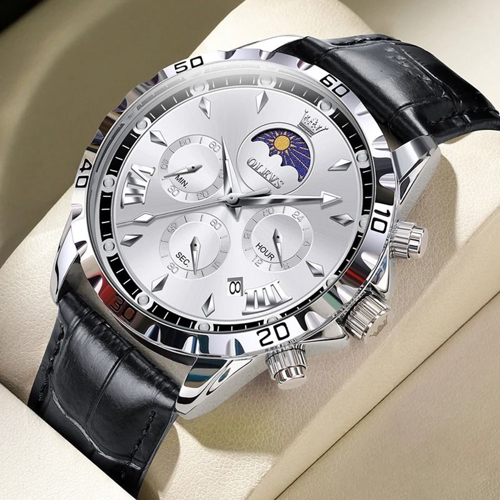 Mens Moon Phase Skeleton Watch With Luminous Hands 7