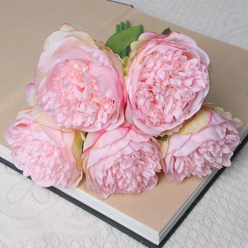 Artificial Rose Peony Bouquet With 5 Large Blooms 11