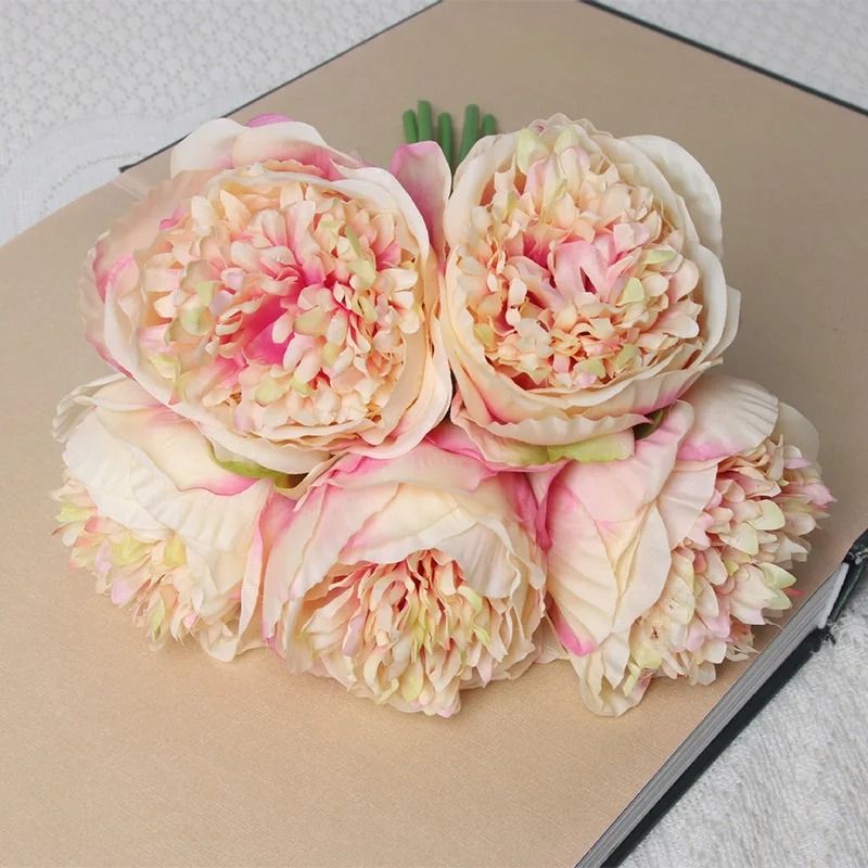 Artificial Rose Peony Bouquet With 5 Large Blooms 5