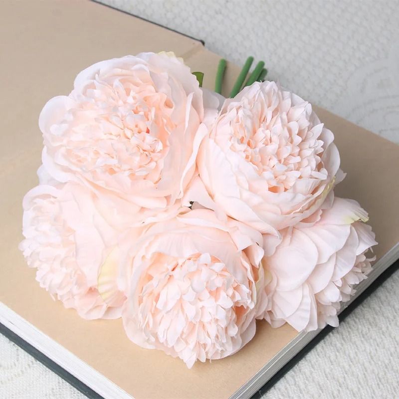 Artificial Rose Peony Bouquet With 5 Large Blooms 6