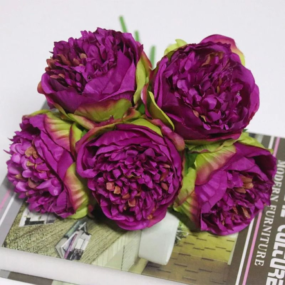Artificial Rose Peony Bouquet With 5 Large Blooms 7