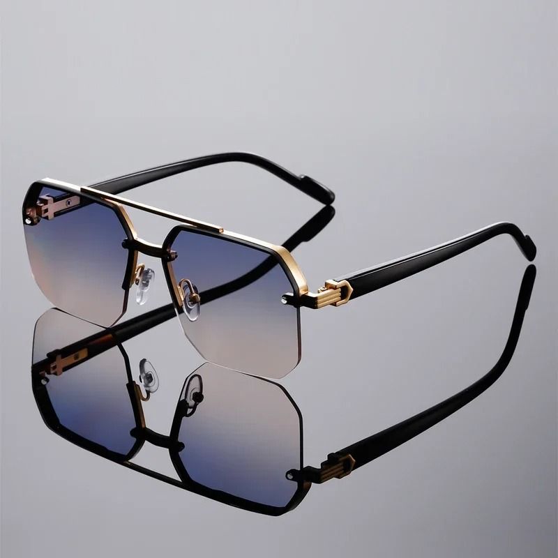 Oversized Semi Rimless Sunglasses With Gradient Lenses 0
