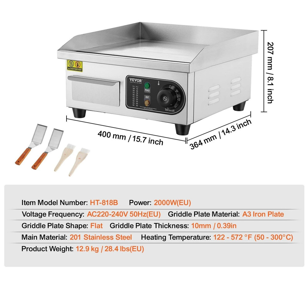 Electric Countertop Teppanyaki Grill Flat Top Griddle 14 18 22 Inch 6