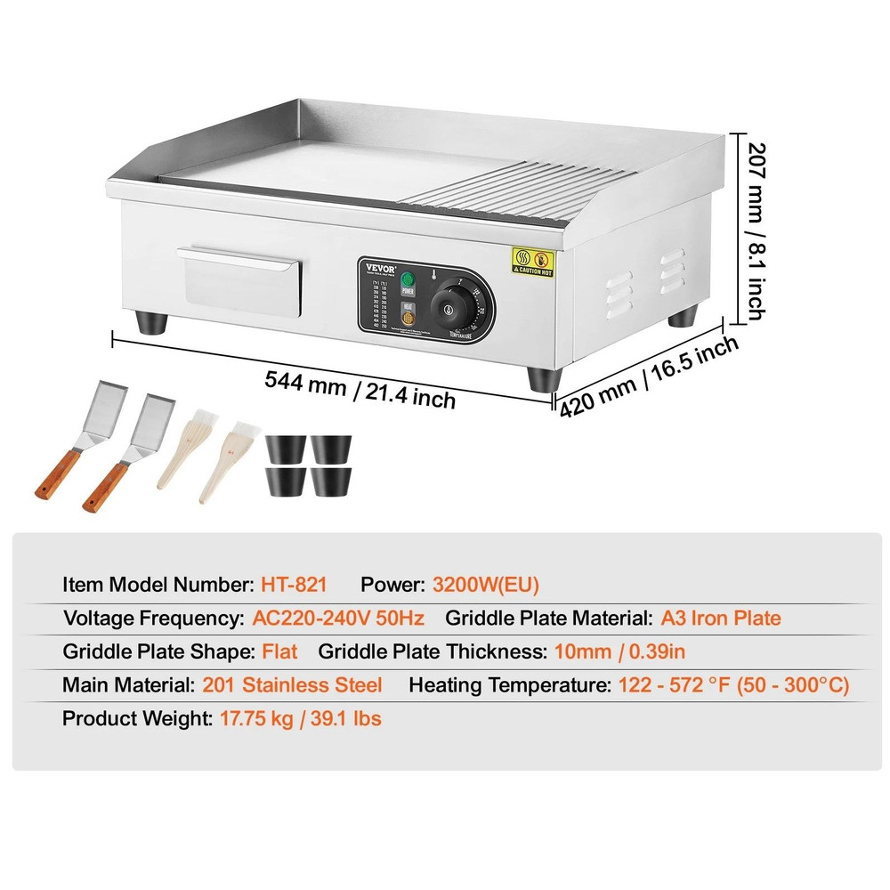 Electric Countertop Teppanyaki Grill Flat Top Griddle 14 18 22 Inch 8