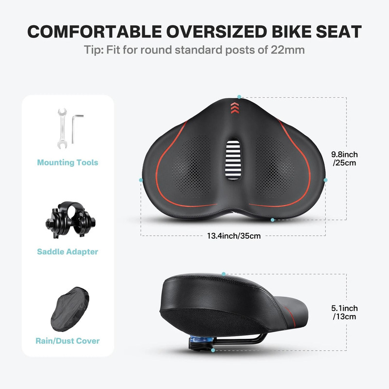 Noseless Oversized Bike Seat Cushion For Indoor Outdoor Cycling 4
