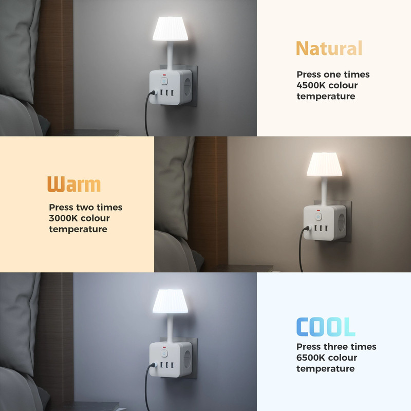 3Outlet Desk Lamp Power Strip With USB TypeC Ports 4