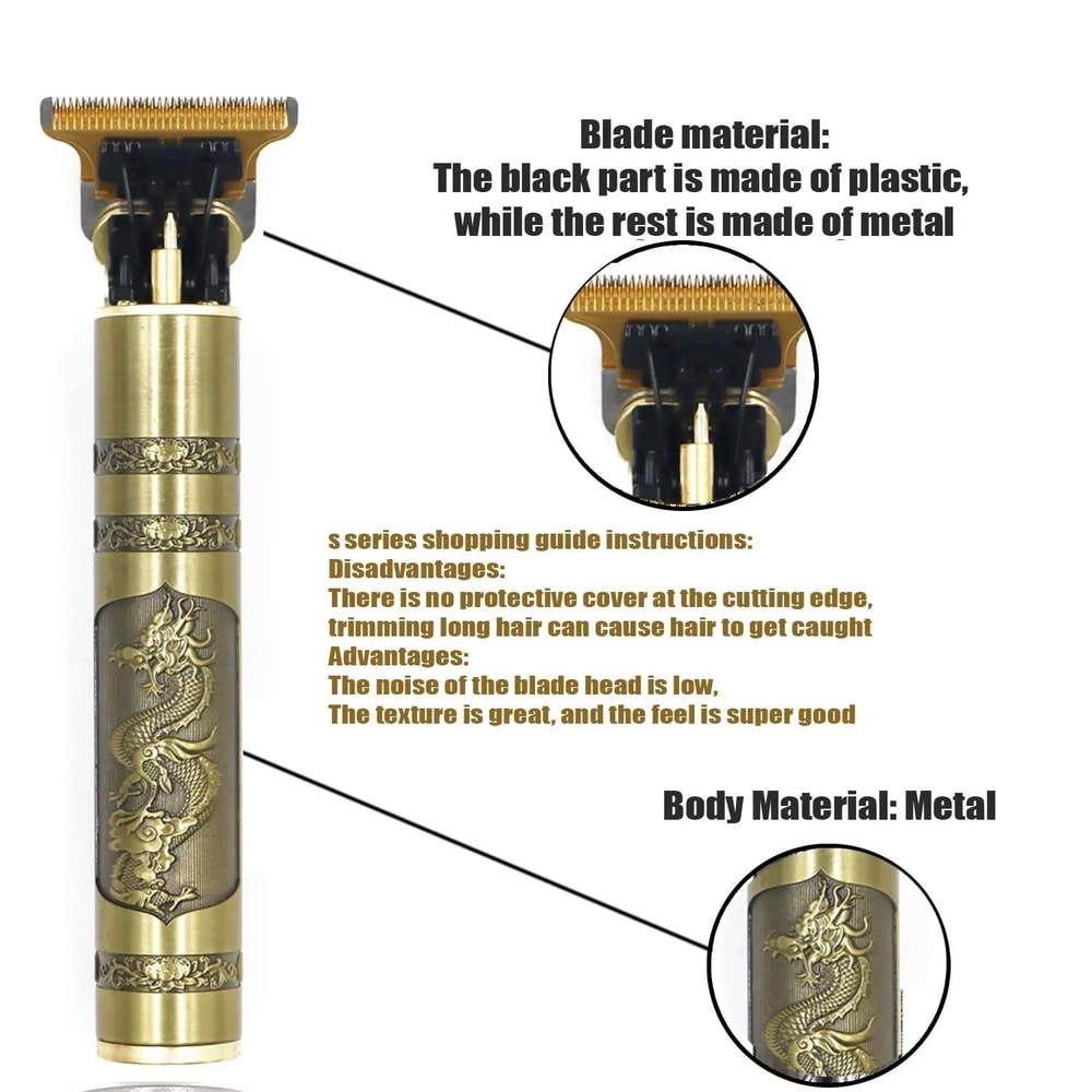 Cordless Rechargeable Hair Clipper With Vintage Design 3