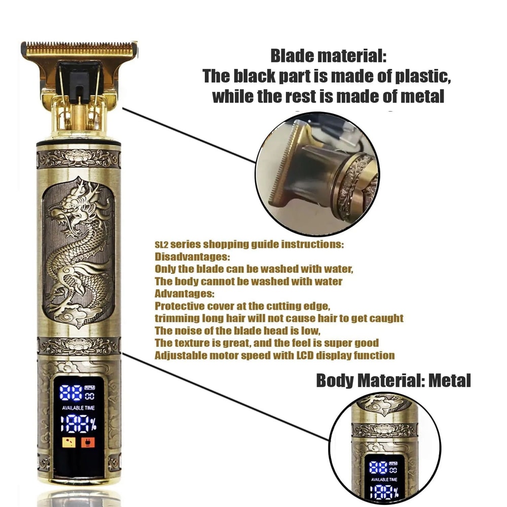 Cordless Rechargeable Hair Clipper With Vintage Design 4