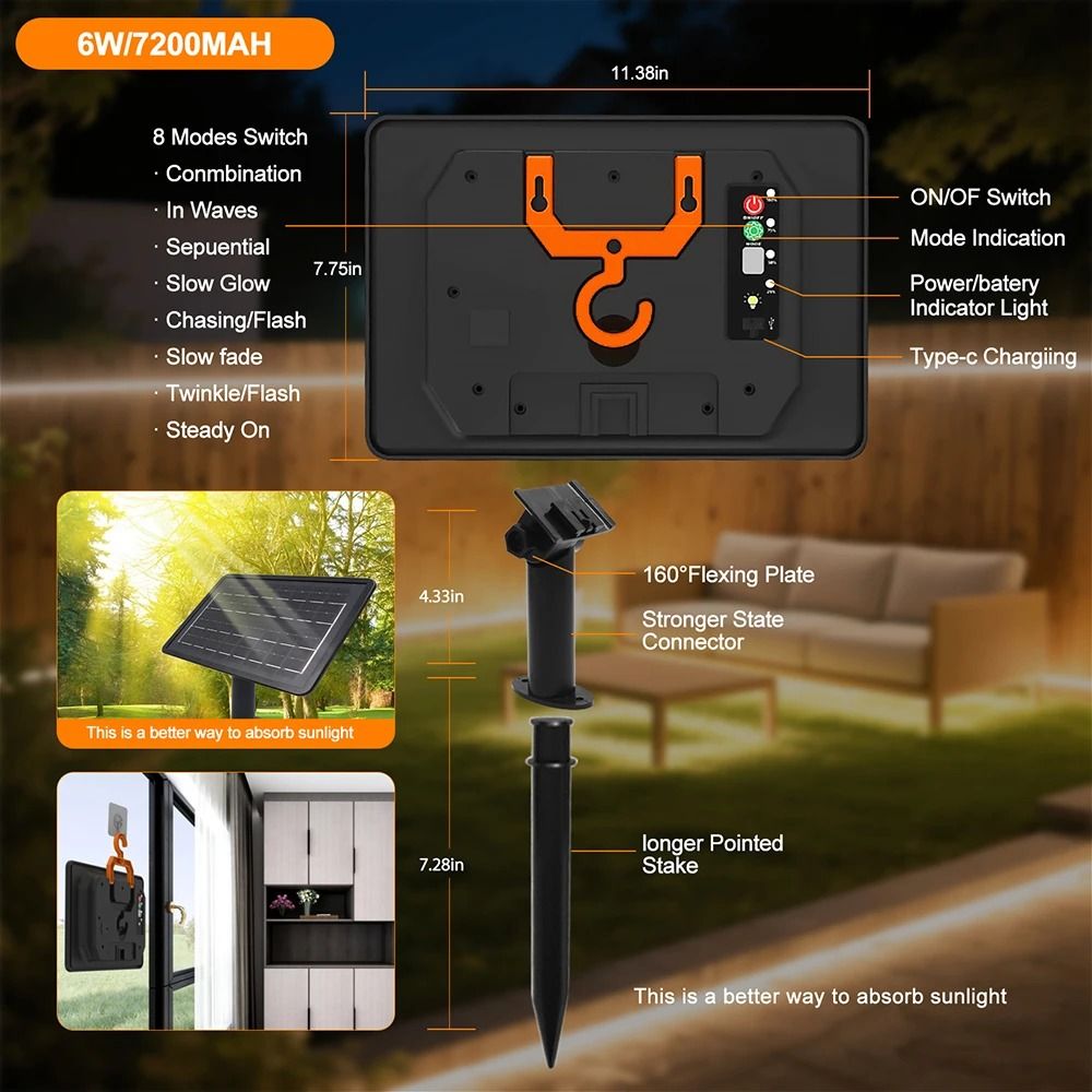 Solar Powered Waterproof Neon Light Strip With Multiple Modes 3