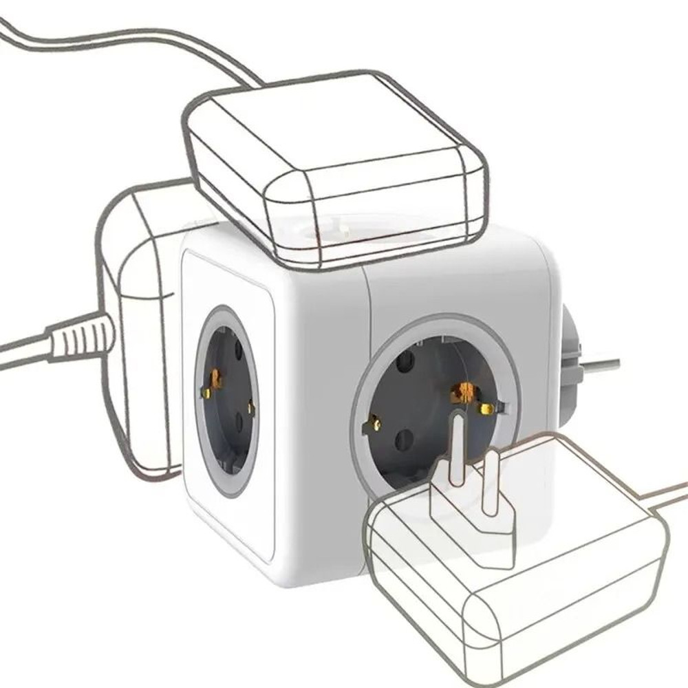 EU Power Strip Cube With 5 AC Outlets 2