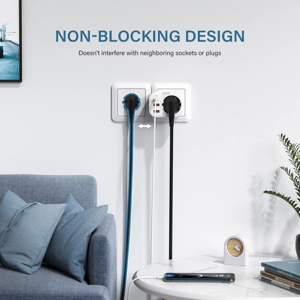 EU Plug Wall Socket Extender With USB And Type C Fast Charging 2