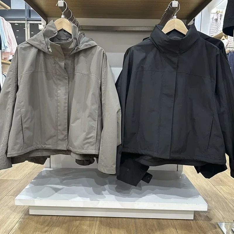 Windproof Stand Collar Jacket Hooded Lightweight Coat 3