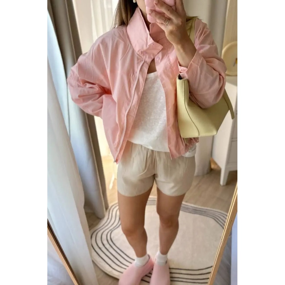 Windproof Stand Collar Jacket Hooded Lightweight Coat 1