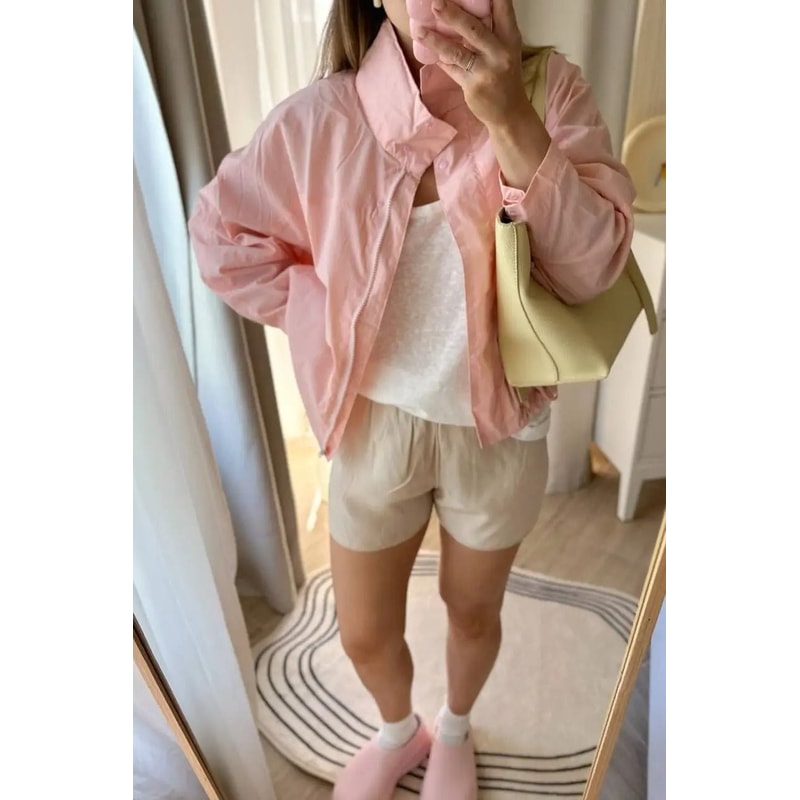 Windproof Stand Collar Jacket Hooded Lightweight Coat 1