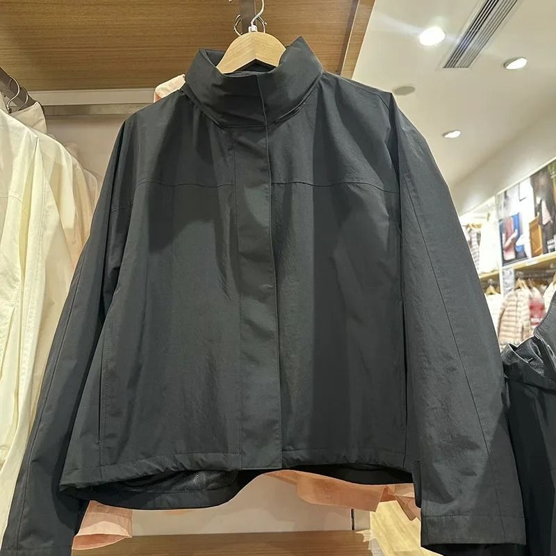 Windproof Stand Collar Jacket Hooded Lightweight Coat 8