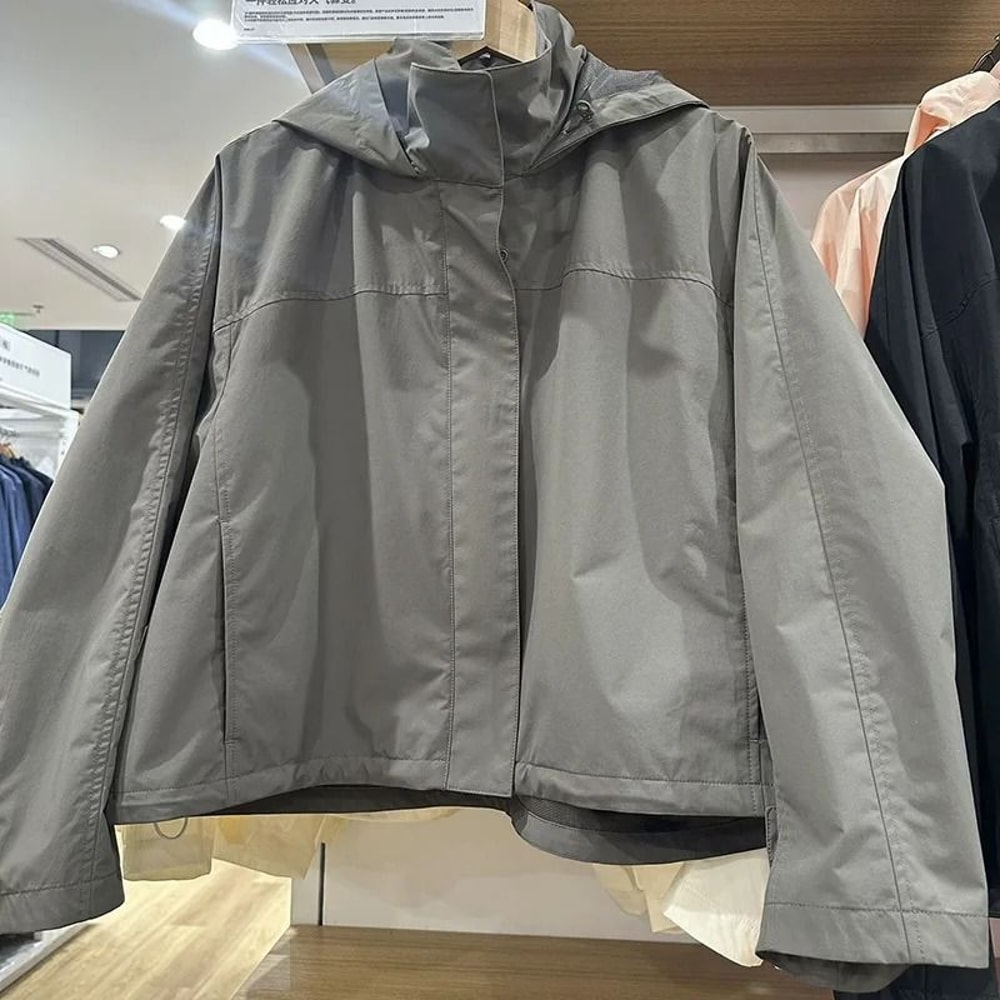Windproof Stand Collar Jacket Hooded Lightweight Coat 5