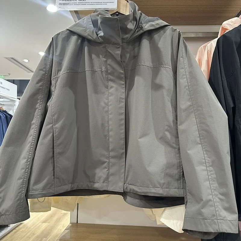 Windproof Stand Collar Jacket Hooded Lightweight Coat 5