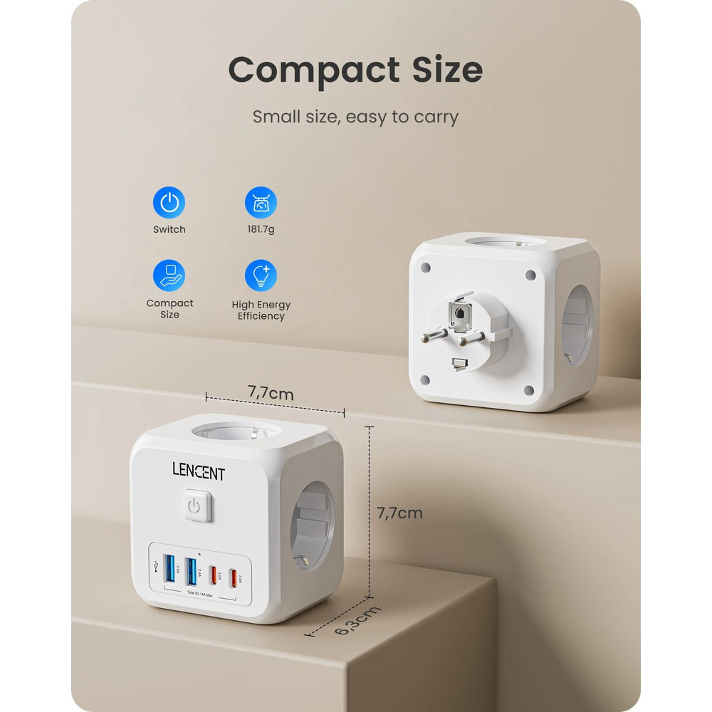 7 In 1 EU Plug Wall Socket Extender With USB A And USB C Ports 4
