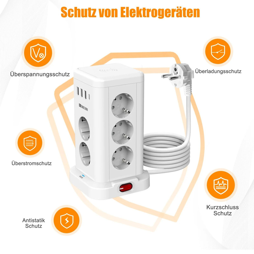 15 In 1 Smart Power Strip With USB A And Type C Charging 4