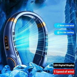 portable neck fan with led & bladeless design