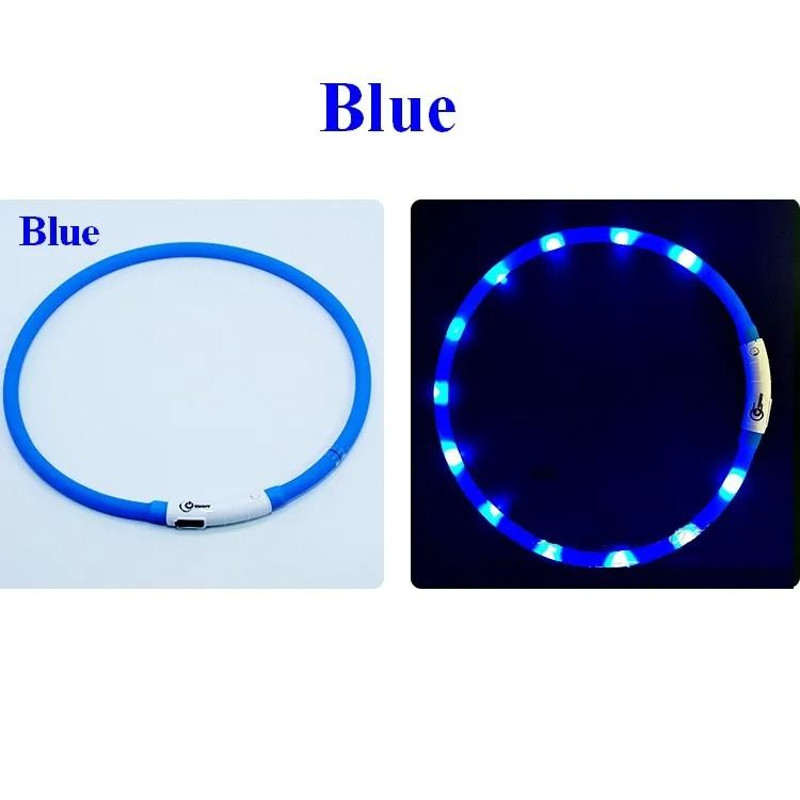 Silicone LED Dog Collar Rechargeable Safety Flashing 8