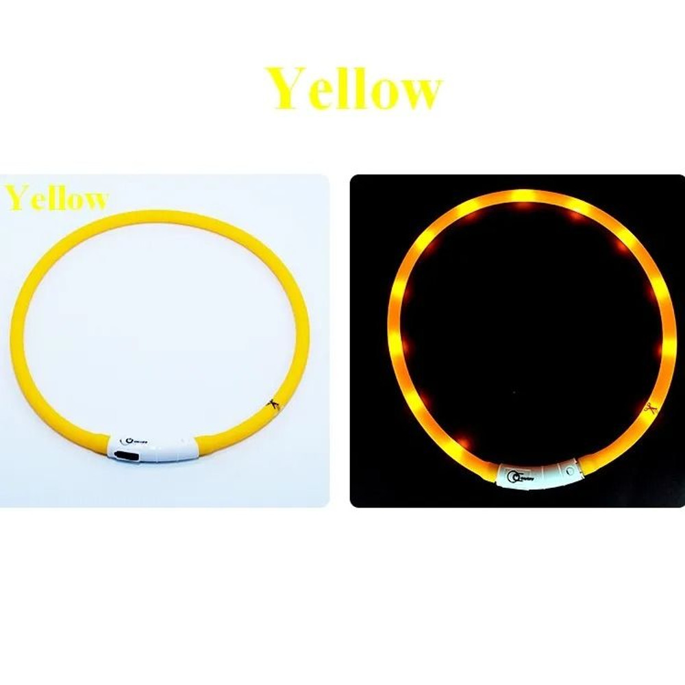 Silicone LED Dog Collar Rechargeable Safety Flashing 9