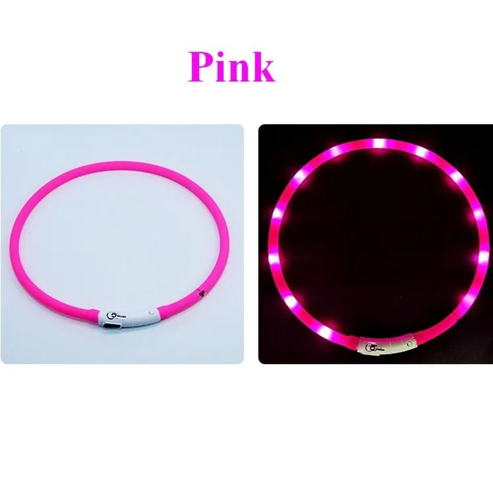 Silicone LED Dog Collar Rechargeable Safety Flashing 10