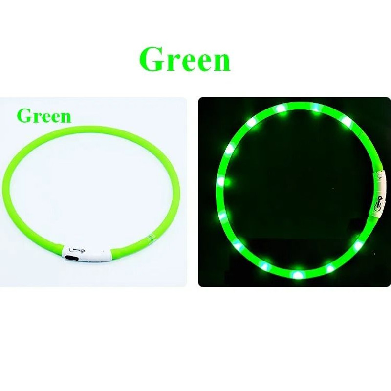 Silicone LED Dog Collar Rechargeable Safety Flashing 6