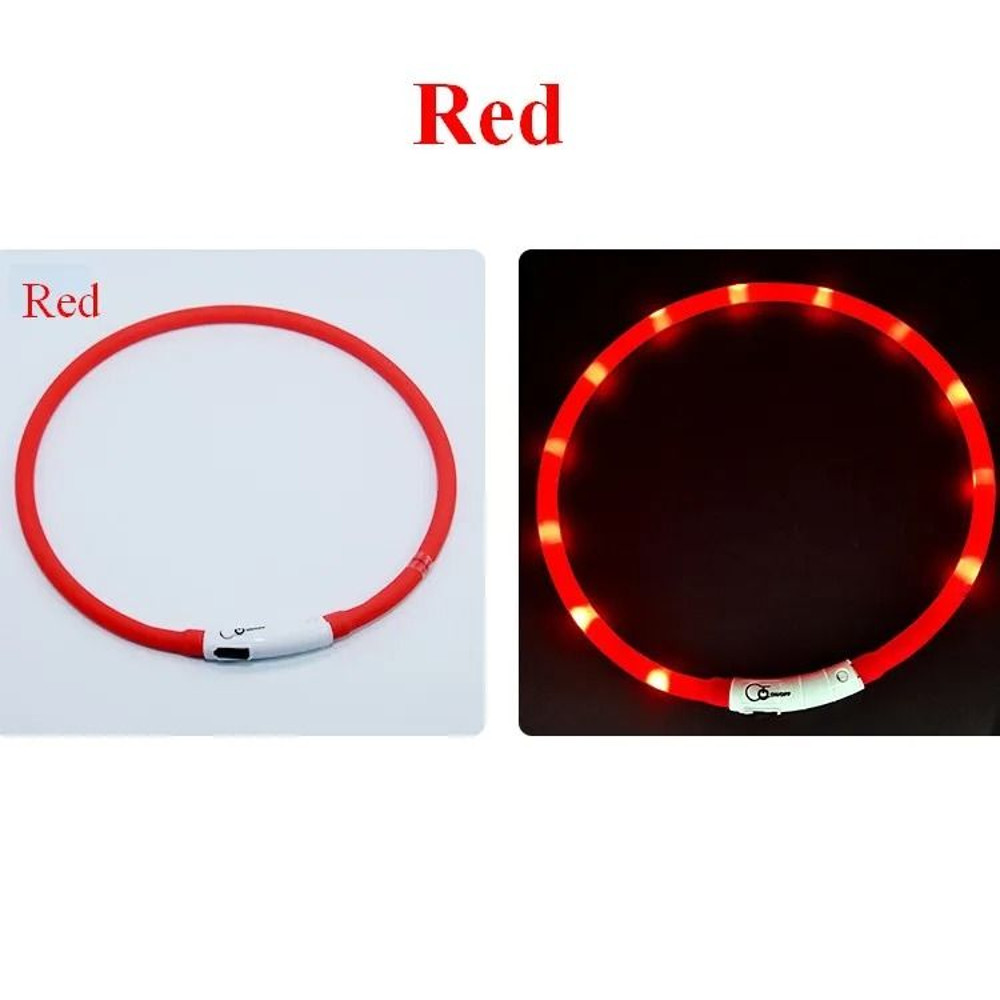 Silicone LED Dog Collar Rechargeable Safety Flashing 7