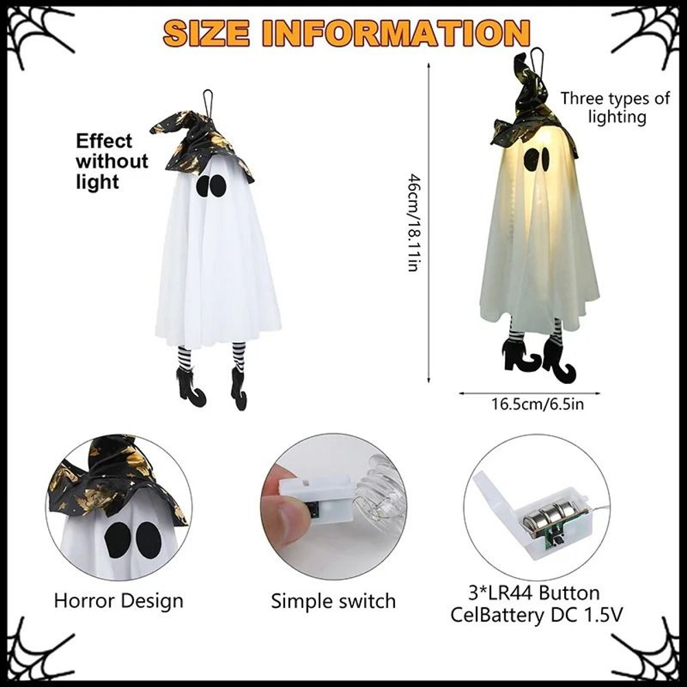 Halloween LED Light Up Witch Ghost Hanging Decoration 4