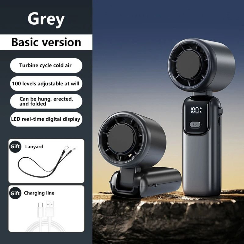 Ice Cooling Handheld Fan With 100 Speed Settings And Foldable Design 9