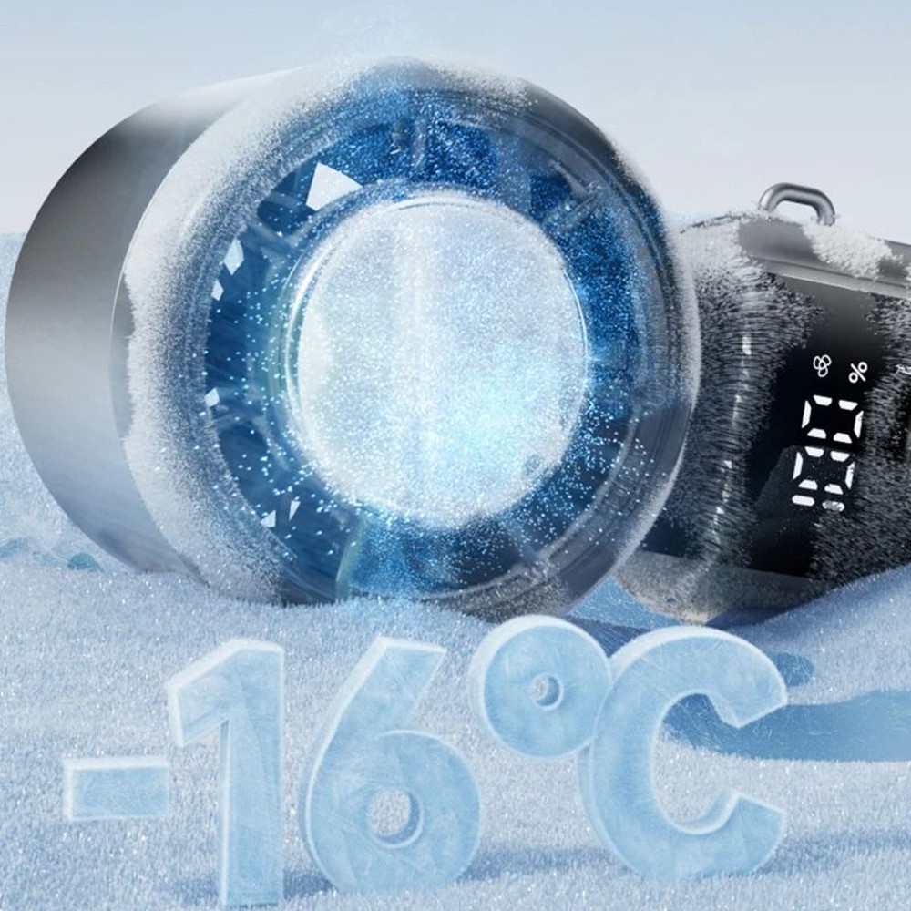 Ice Cooling Handheld Fan With 100 Speed Settings And Foldable Design 2
