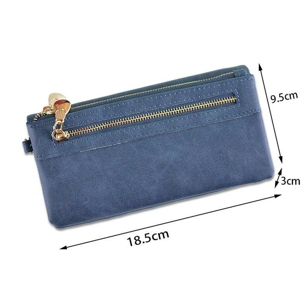 Large Capacity Womens Leather Wallet With Double Zipper 4