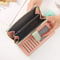 Womens Long PU Leather Wallet With Zipper And Wristlet 2