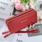 Long Womens Clutch Wallet With Double Zipper And Tassel Accent 8