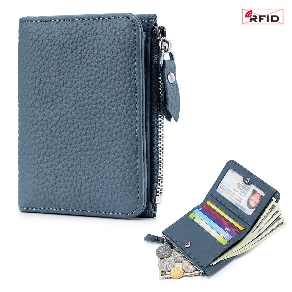 Genuine Leather Zip Wallet With RFID Protection 10