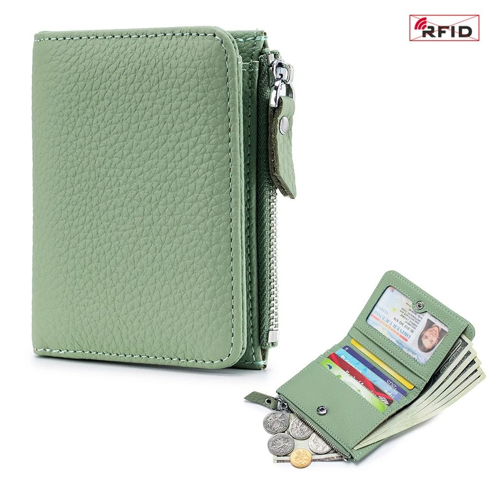 Genuine Leather Zip Wallet With RFID Protection 13