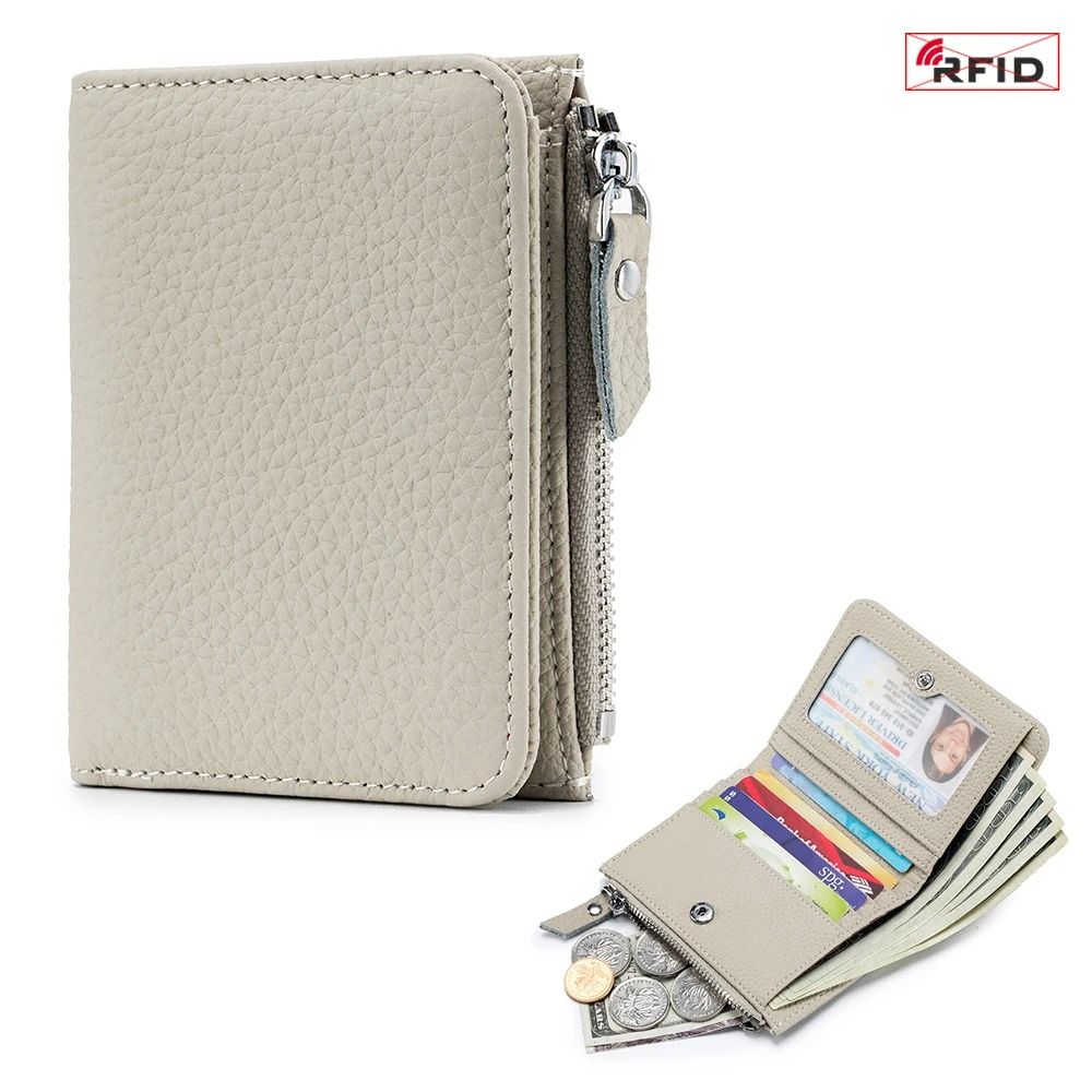 Genuine Leather Zip Wallet With RFID Protection 8