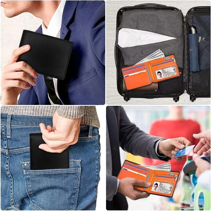 Minimalist Men Wallet With Zipper Coin Pocket And RFID Protection 3