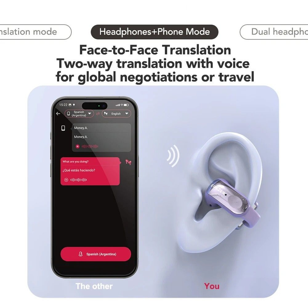 Open Ear Bluetooth Translation Earbuds With Smart Display 3