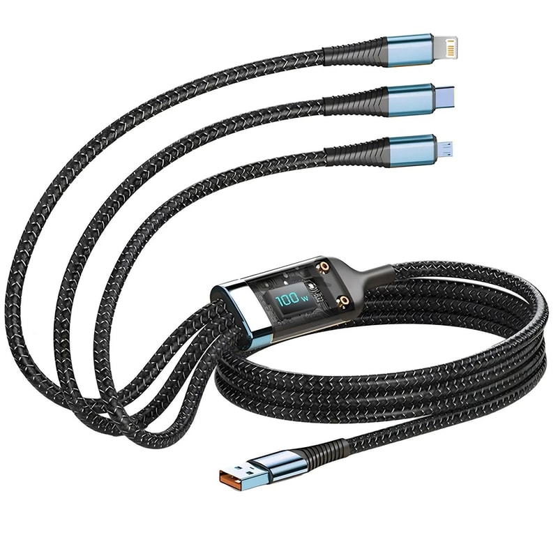 3in1 Braided Fast Charging Cable 100W 6