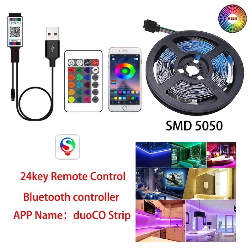LED Strip Light USB Bluetooth Flexible RGB Tape For TV Backlight And Decoration 8