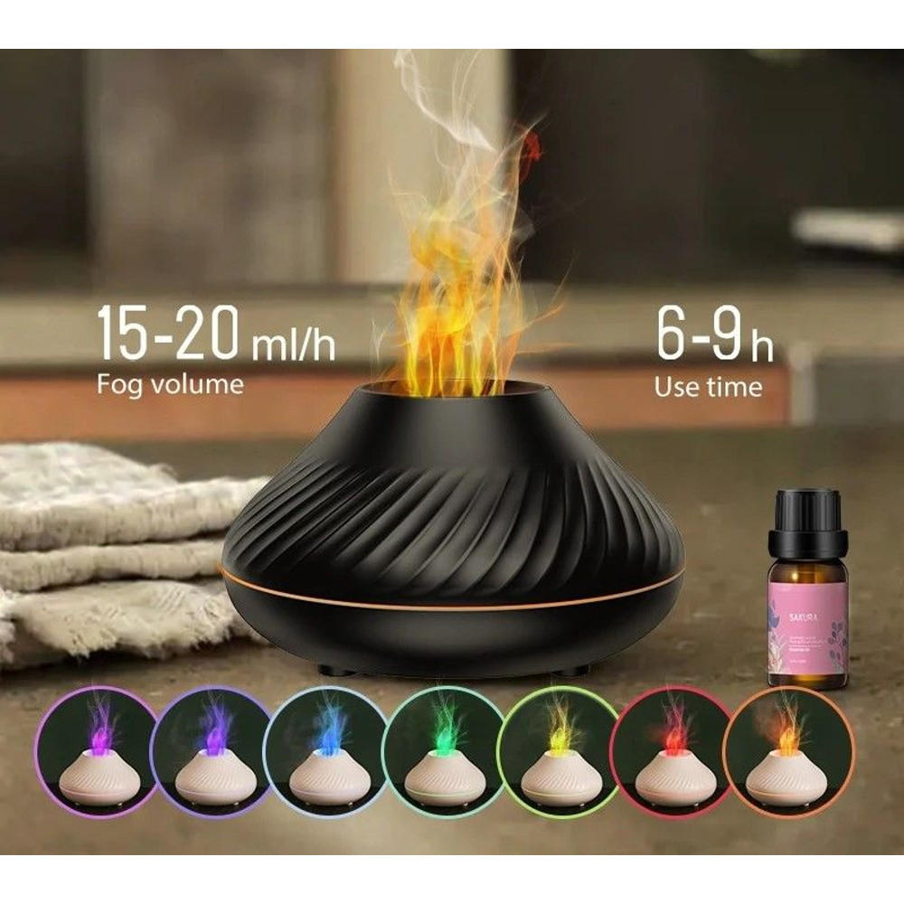 Volcanic Aroma Diffuser 130 Ml USB Humidifier With Flame Night Light 1