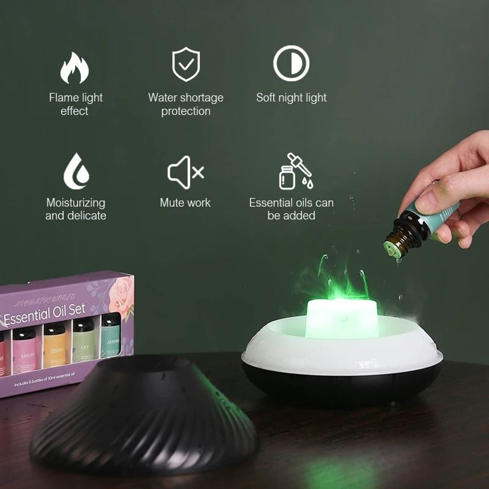 Volcanic Aroma Diffuser 130 Ml USB Humidifier With Flame Night Light 3